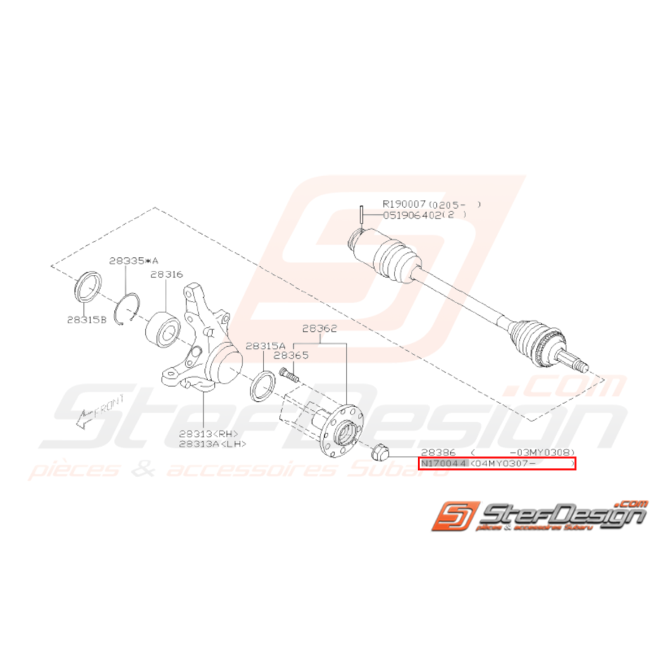 Écrou de cardan SUBARU BRZ / TOYOTA GT 86