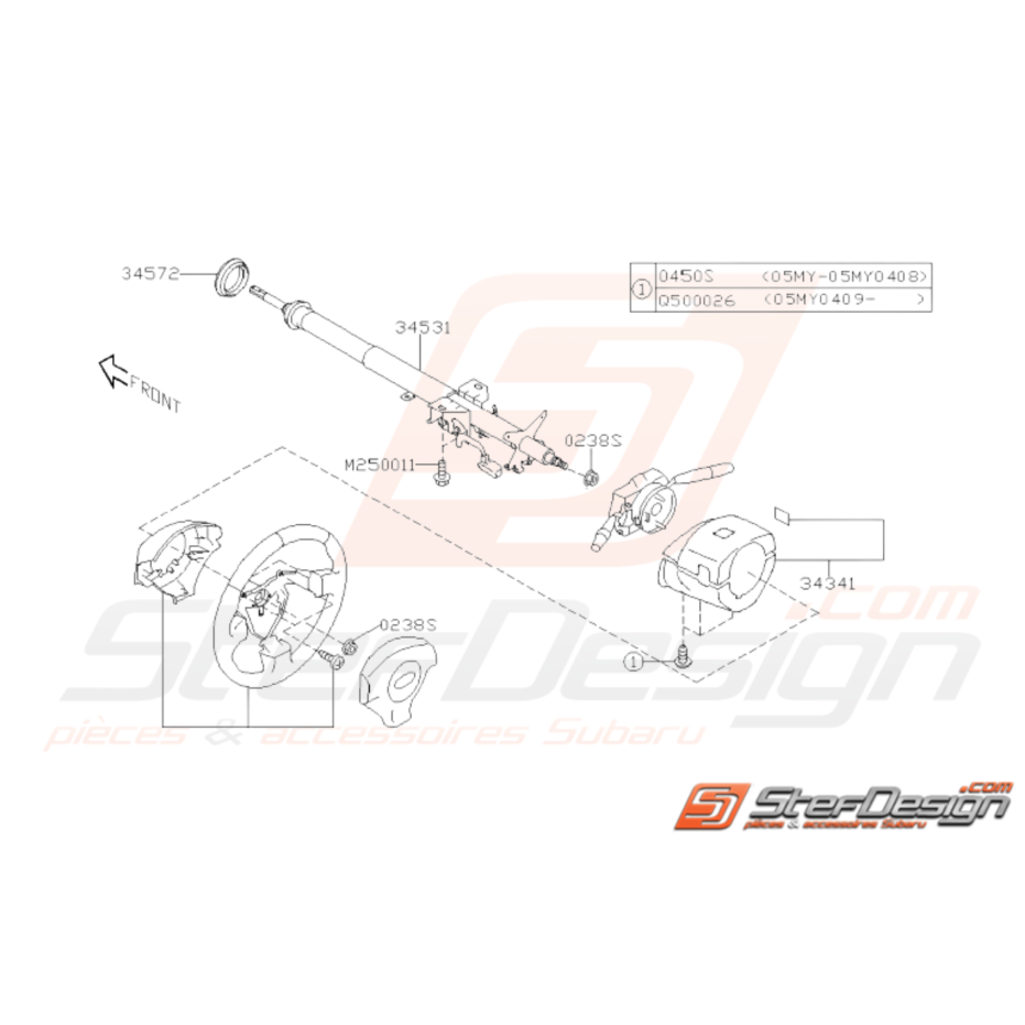 Schéma colonne direction wrx sti 01-04
