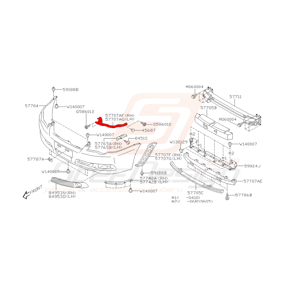 Support de pare-choc avant pour subaru legacy 2004 