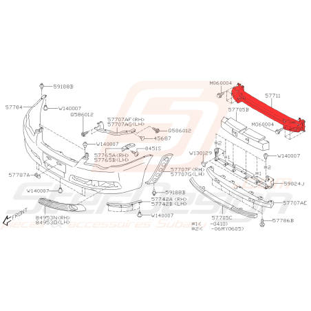 Support de pare-choc avant pour subaru legacy 2004