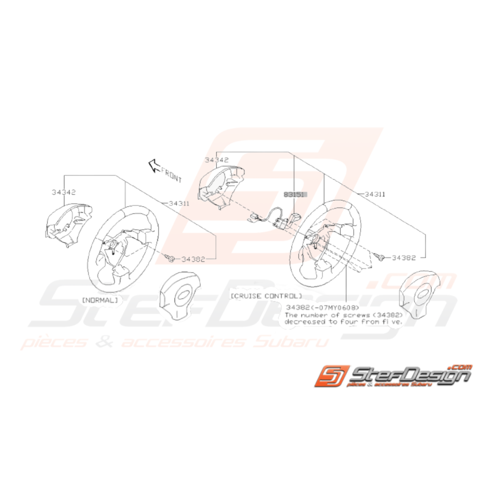 Schéma Colonne de direction Volant Origine Subaru WRX STI 05