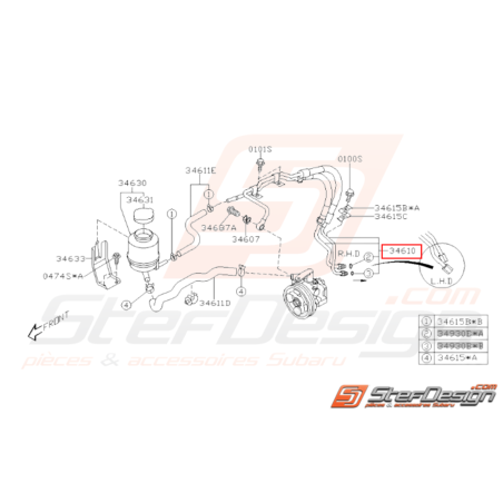 Tuyaux de direction assistée subaru WRX/STI 01-0231109