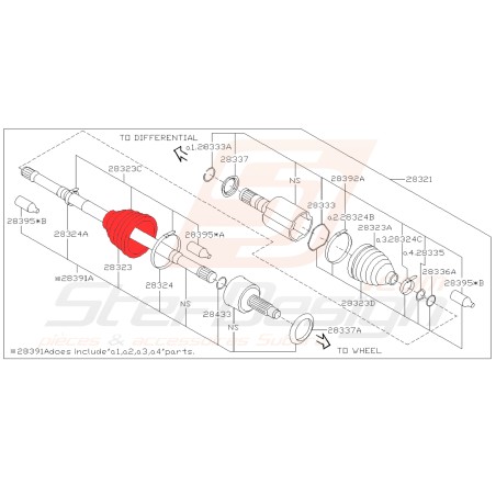Soufflet de cardan avant coté roue pour subaru Levorg31115