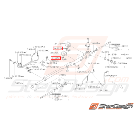 Bride de fixation de crémaillère origine GT 94-00 / P1 / WRX STI 01-04