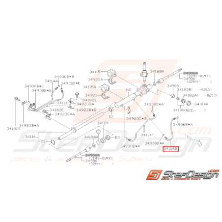 Tuyau Droit de Crémaillère Origine Subaru GT 98 - 00 WRX STI 01-0431176