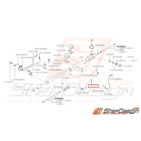 Tuyau Long Crémaillère Origine Subaru GT 98 - 00 WRX STI 01-0431177