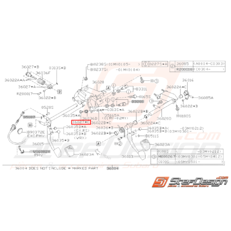 Tige Pédale Origine Subaru GT 1998 - 2000 WRX STI 2001 - 200731237