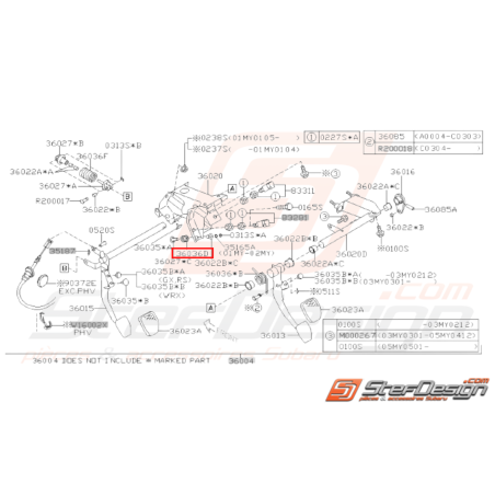 Ressort pédalier Origine Subaru GT 1999 - 2000 WRX STI 2001 - 200731239