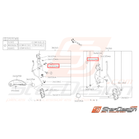 Manchon Pédale d'Accélérateur Origine Subaru GT 93-00 WRX STI 01-0531266