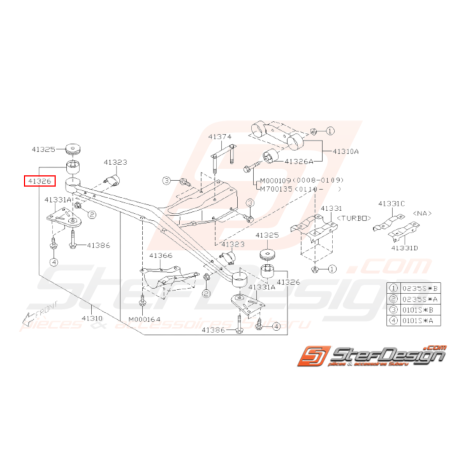 Silent bloc de traverse de différentiel origine SUBARU WRX 04 STI 04 - 0731292