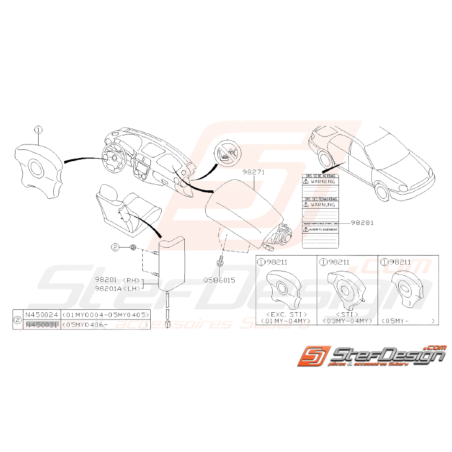 Schéma Coussin à Air Module Origine Subaru WRX STI 2001 - 200531301