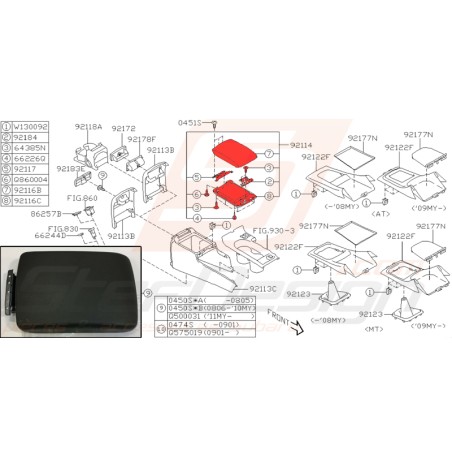 Accoudoir central pour subaru Impreza EJ20Z 201131302