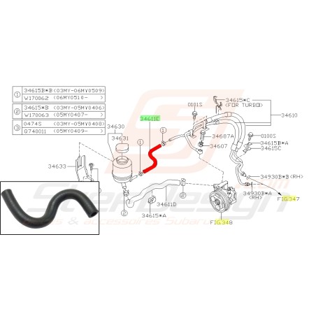 Durite du bocal de direction assistée pour Subaru forester SG9 200631364