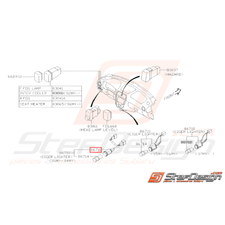 Cavité Complet Débouché du Pouvoir Origine Subaru WRX STI 01-0431420