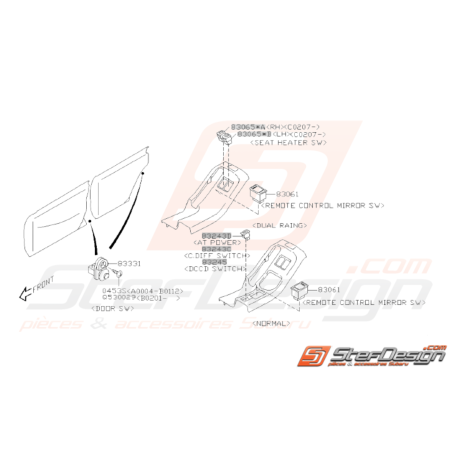 Schéma Interrupteurs Tableau de Bord Body Origine Subaru WRX STI 01-0431425