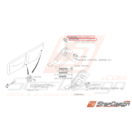 Interrupteur de siège chauffant Origine SUBARU GT 93-95 WRX 03-11 STI (Côté Droit ) 06-07 et Diesel31432