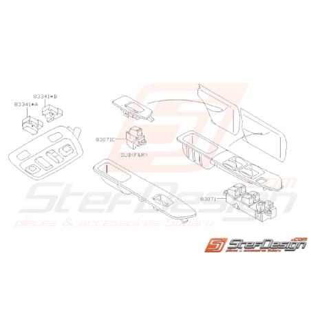 Schéma Interrupteurs Vitres Electriques Origine Subaru WRX STI 01-0431470
