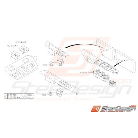 Schéma Interrupteurs Vitres Electriques Origine Subaru WRX STI 05-0731481