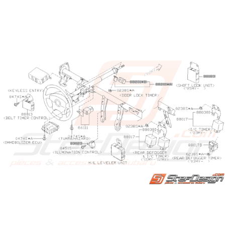 Schéma Pièces Electriques Volant Origine Subaru WRX STI 01 - 0731482