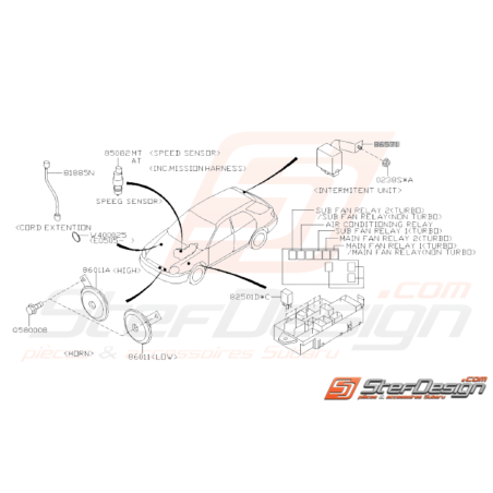 Schéma Pièces Electriques Corps Origine Subaru WRX STI 2001 - 200531490