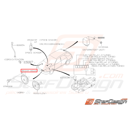 Klaxon Haut Origine Subaru WRX STI 2001 - 200231494