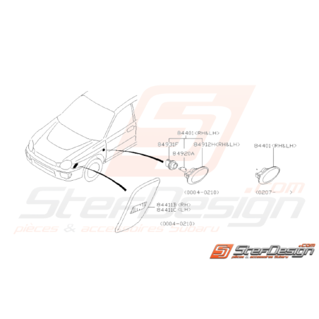 Schéma Clignotant Avant Origine Subaru WRX STI 2001 - 200731531