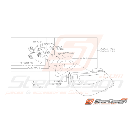 Schéma Feu Arrière Origine Subaru WRX STI 2001 - 200231533