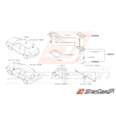 Schéma Plafonnier Origine Subaru WRX STI 2001 - 200731569