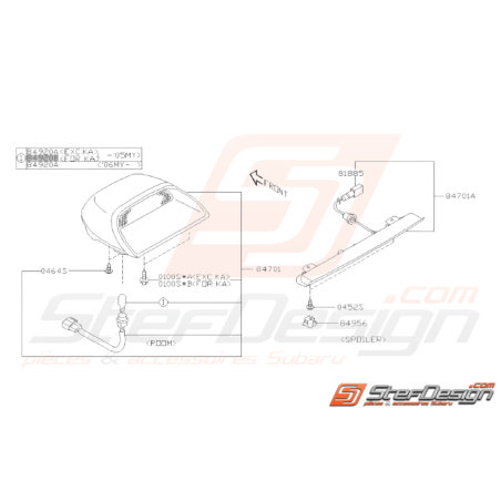 Schéma Rappel Feu de Stop Origine Subaru WRX STI 2001 - 200731581