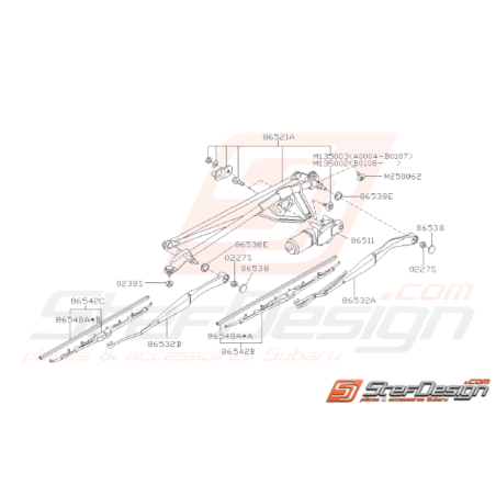 Schéma Essuie-Glace (Pare-Brise) Origine Subaru WRX STI 01 - 0231628