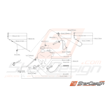 Schéma Lave-Glace Avant Origine Subaru WRX STI 2001 - 200531653