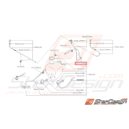 Raccord Y Pompe lave-glace Origine Subaru GT 93-00 WRX STI 01-0731658