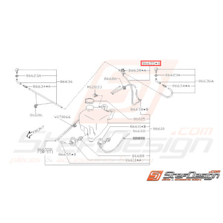 Durite lave-glace Origine Subaru GT 93 - 00 WRX STI 01 - 20/05/0531661