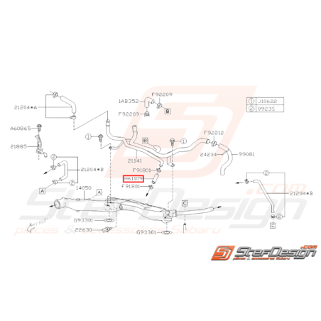 Tuyaux pieuvre d'eau Subaru GT 93-00 WRX 01-07 STI 01-14 FORESTER 05-0731753