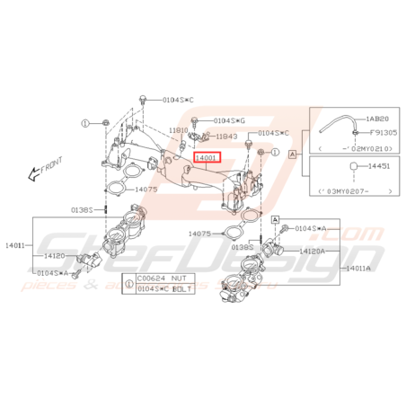 Collecteur d'admission Origine Subaru WRX 06-07 FORESTER 05-0731767