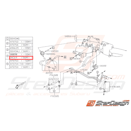 Durite Solénoïde Collecteur d'Admission Origine Subaru WRX 06-07 STI 06-1431770