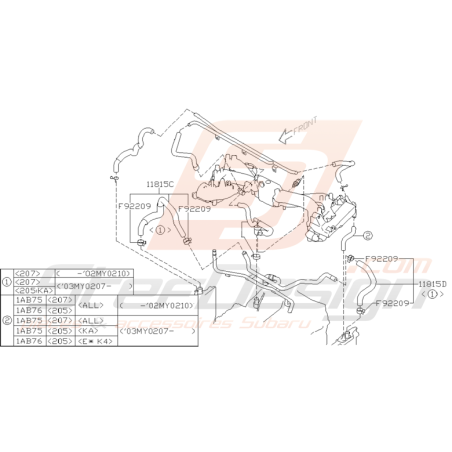 Schéma Système Contrôle des Gaz (PCV) Origine Subaru WRX STI 01-0531771