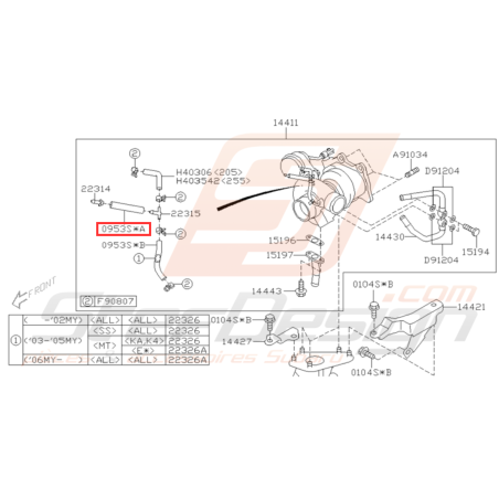 Durite d'Air de Turbo Origine Subaru WRX STI 06-07 FORESTER 05-0731827