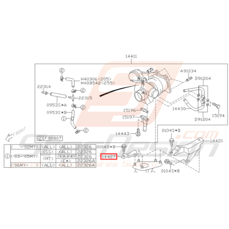 Support turbo Origine Subaru GT 99-00 WRX STI 01-14 Forester Turbo 97-02/05-0731829