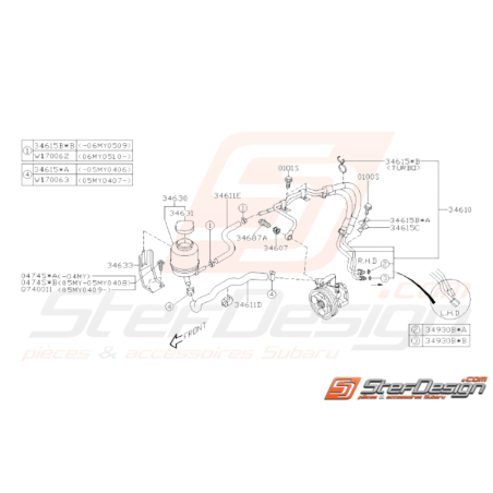 Schéma Bocal et Durites de DA Origine Subaru WRX STI 2003 - 200731883