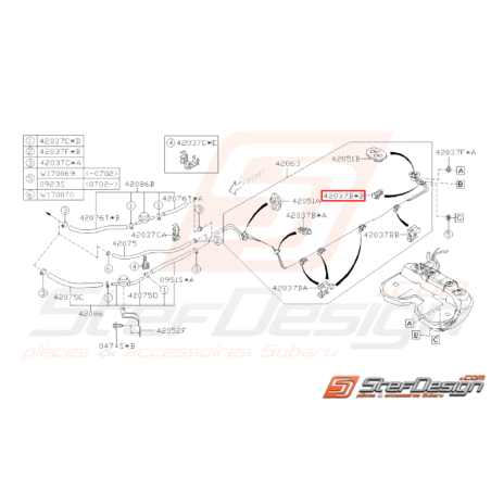 Attache N°3 durite de carburant Origine Subaru WRX STI 01-0731933