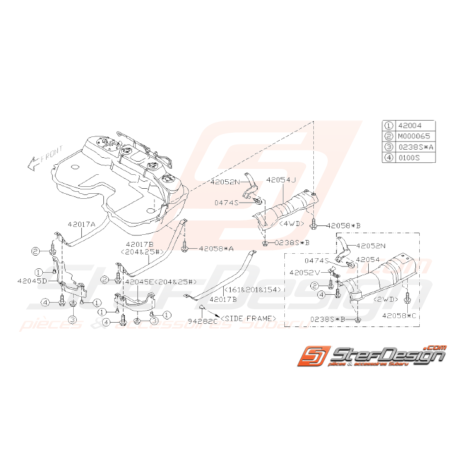 Schéma Bande de Support de Réservoir Origine Subaru WRX STI 06-0731939
