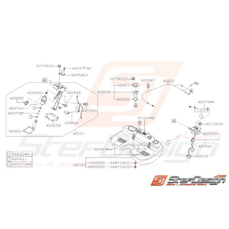 Schéma Réservoir et Pompe à Essence Origine Subaru WRX STI 06-0731946