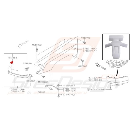 Clips pour cache sous phare pour Subaru Forester SF531953