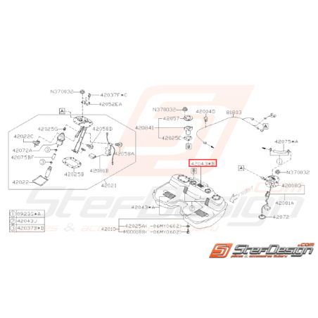 Butée Réservoir de Carburant Origine Subaru GT 93-00 WRX STI 01-1431962
