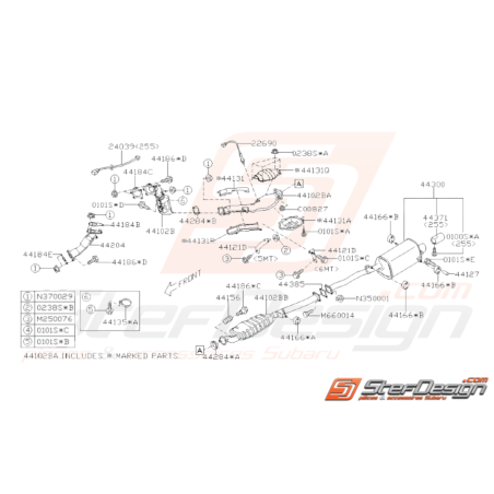 Schéma Intermédiaire et Silencieux Origine Subaru WRX STI 06 - 0731973