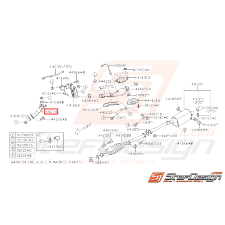 Tube d'échappement Origine Subaru WRX STI 2006 - 201431977