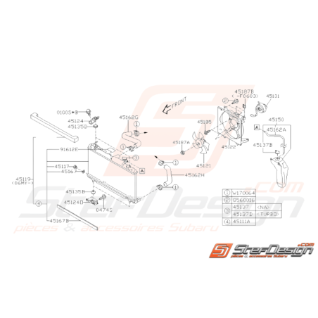 Schéma Radiateur et ventilateur Origine Subaru WRX STI 2006 - 200732009