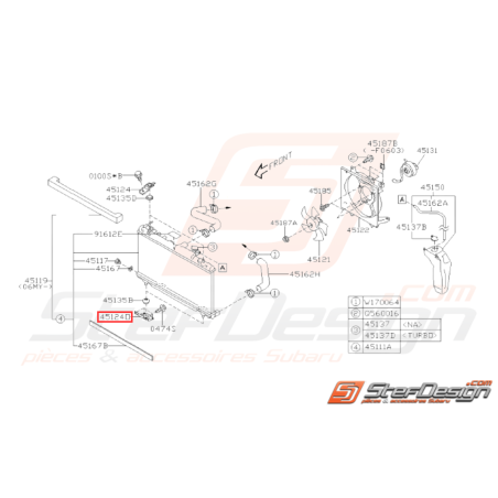 Support radiateur inférieur Origine Subaru WRX STI 2001 - 200732014