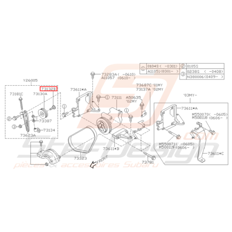 Vis fixation galet de climatisation GT 99-00 WRX STI 2001 - 200732030